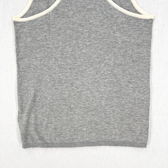 JAMES PERSE Cashmere Racerback Tank Top Womens Medium Heather Gray Cream Sweater - Picture 7 of 12